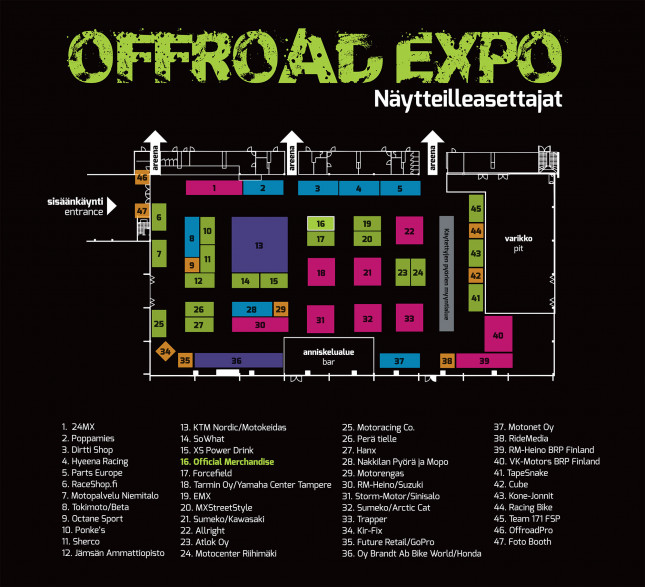 Tampere Offroad Expo '14 -näyttelykartta